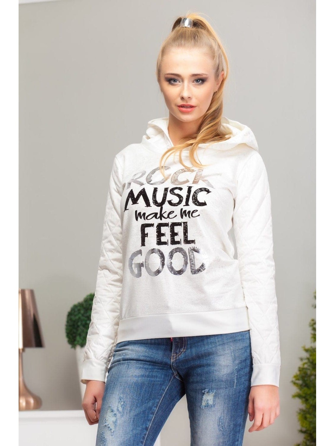 Kapuzenpullover in Creme und Silber – Online-Shop – Boutique